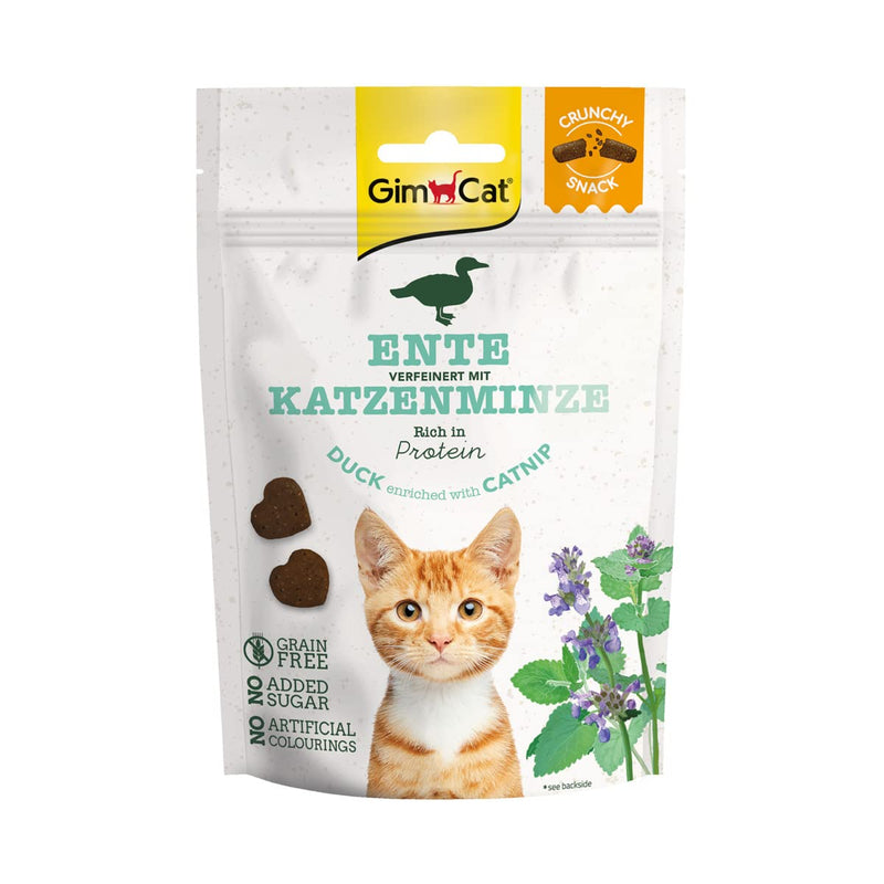 GimCat Crunchy Snacks Duck with Catnip - Crunchy and protein-rich cat treat without added sugar - 1 bag (1 x 50 g) 50 g (pack of 1) - PawsPlanet Australia