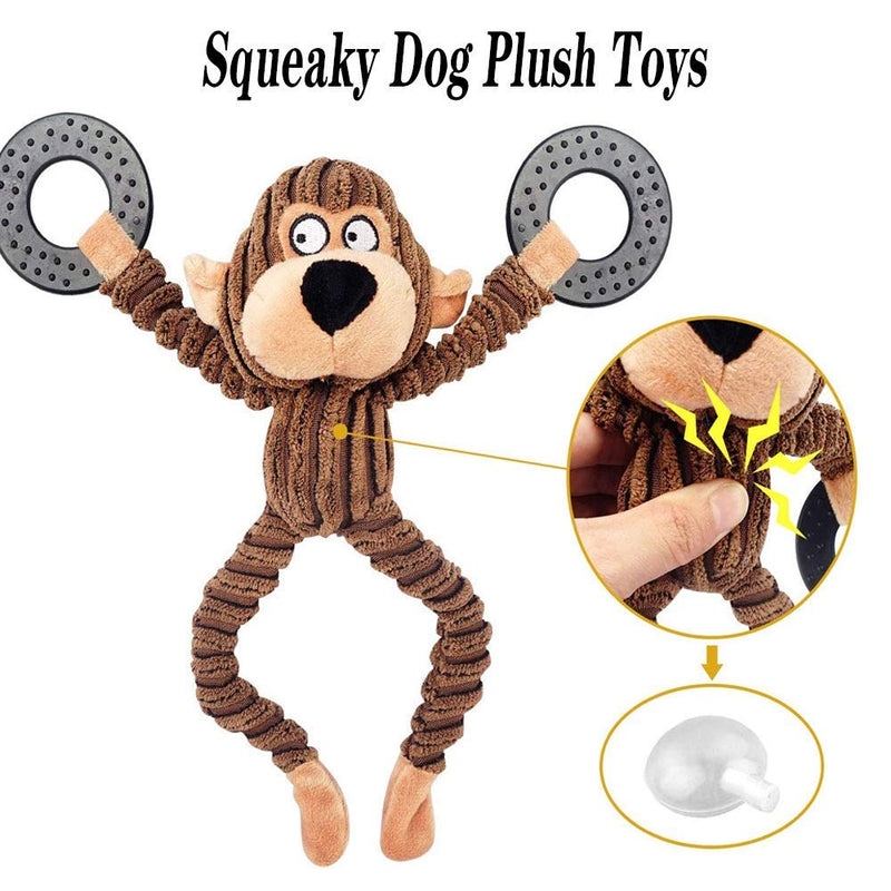 GZGZADMC Puppy Dog Squeaky Toys, Squeaky Dog Plush Toys, Durable Dog Plush Toy Chew Toys Dog Companion - Various Animals Shapes Training Toy for Puppy Small Medium Large Dogs-Monkey Monkey - PawsPlanet Australia