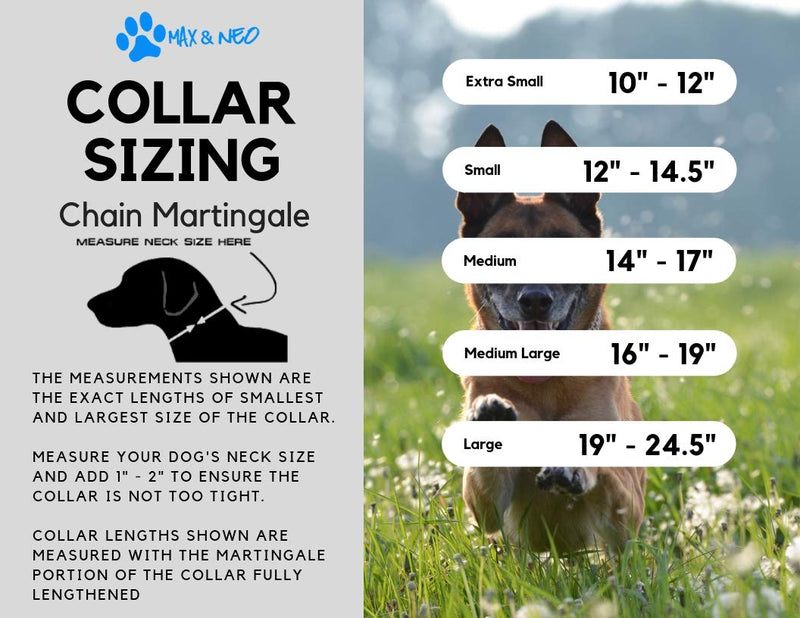 Max and Neo Stainless Steel Chain Martingale Collar - We Donate a Collar to a Dog Rescue for Every Collar Sold X-SMALL BLACK - PawsPlanet Australia