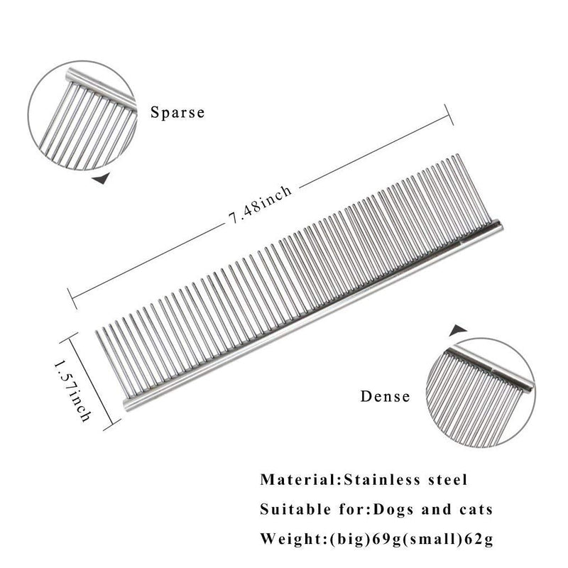 ZIMINGU Stainless Steel Pet Grooming Comb, Shedding Comb Tool Poodle Finishing Butter Comb Professional Cat and Dog Grooming Comb - PawsPlanet Australia