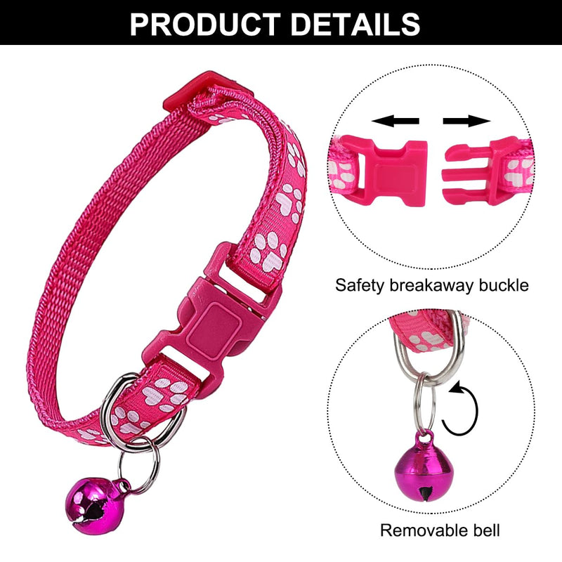 WHC Pack of 12 cat collars with safety clasp and bell and cat collar name address, colorful removable cat collars, adjustable cat collar 19-32 cm for cats and puppies, rabbits - PawsPlanet Australia