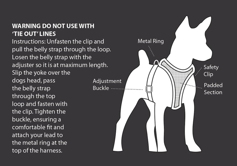 Petface comfort dog harness, reflective, MEDIUM, black M - PawsPlanet Australia