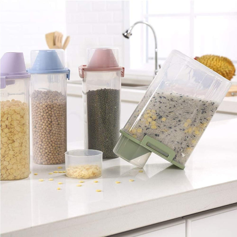 [Australia] - Pet Food Storage Container with Measuring Cup, Pour Spout and Seal Buckles Food Dispenser for Dogs Cats Blue 