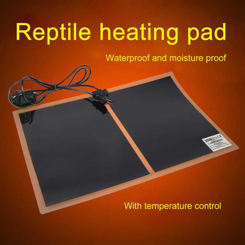 MQ 5-20W Reptile Terrarium Heat Pad with LCD Digital Thermometer, Power Adjustment Under Tank Heater Mat for Pets, Small Animals, Seedling 5.5 x 6 Inch - PawsPlanet Australia