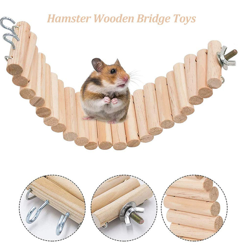 IAIGOGO 2 Pack Hamster Wooden Bridge Chinchilla Ladder Toys Bendable Hideout Climbing Stand Platform Cage Accessories for Guinea Pig Rat Mouse Ferret Chipmunk and Other Small Animals - PawsPlanet Australia