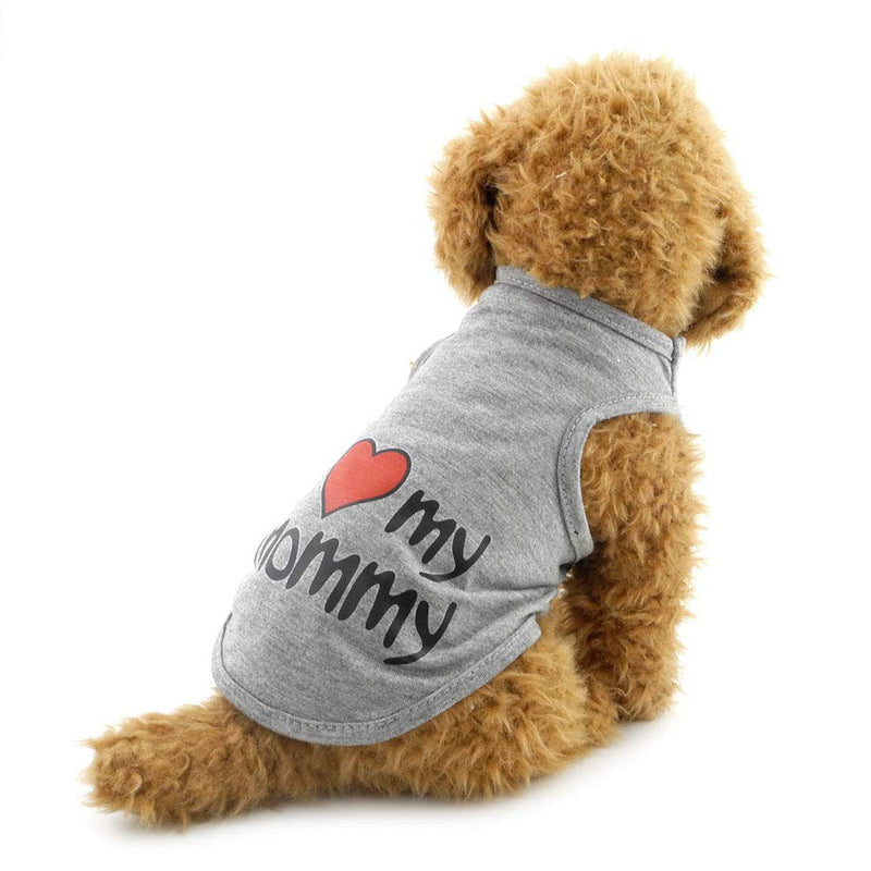 SMALLLEE_LUCKY_STORE I Love My Mommy Daddy Dog T shirt for Small Dogs Summer Tank Vest Puppy Sleeveless Shirt Chihuahua Shih Tzu Clothes,Grey,Small S Grey - PawsPlanet Australia