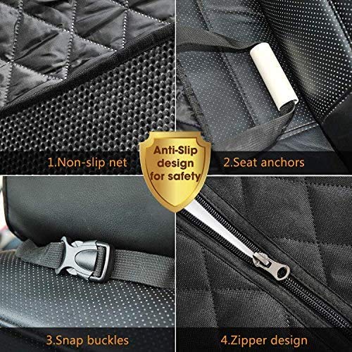 Vailge 100% Waterproof Dog Car Seat Covers, Dog Seat Cover with Side Flaps, Pet Seat Cover for Back Seat - Black, Hammock Convertible Standard(56"W x 60"L) - PawsPlanet Australia