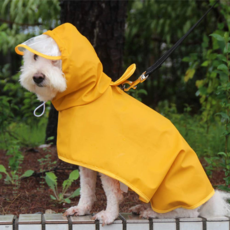 [Australia] - TOFOAN Dog Raincoat, Lightweight Dog Rain Jacket, Pet Waterproof Clothes Poncho for Small Medium Dogs, Dog Rainwear with Hood & Collar Hole Transparent Brim, Yellow Pet Rain Coat Gear for Your Puppy 3XL 