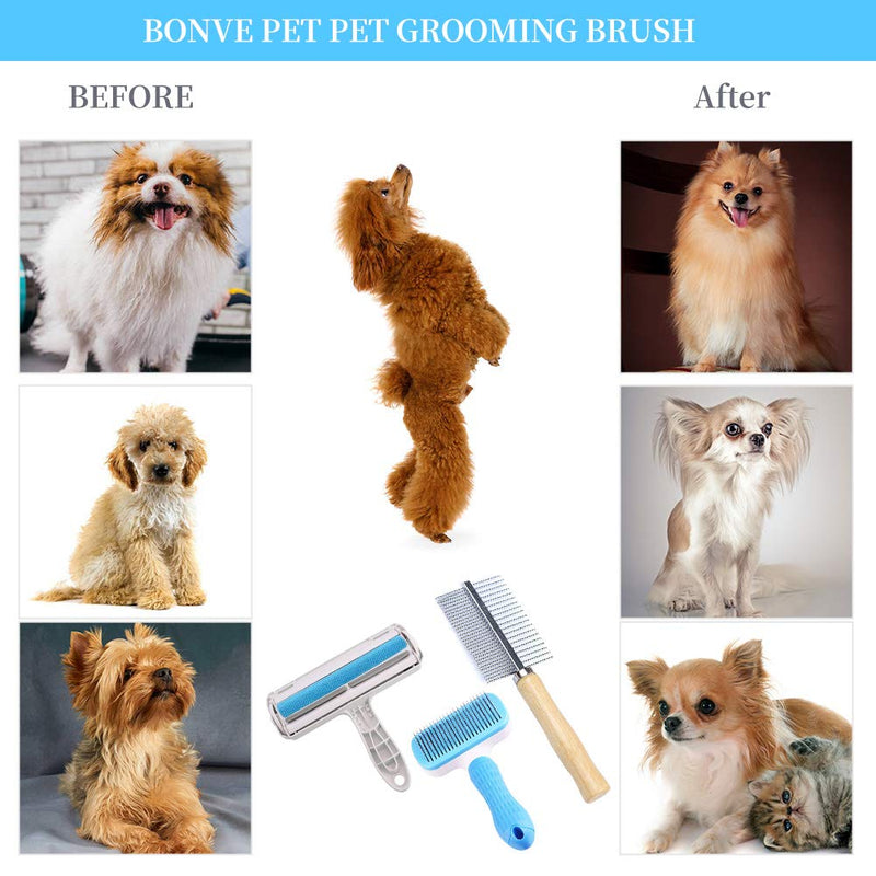 3 PCS Dog Grooming Brushes Tool Kit, Reusable Animal Hair Removal Roller, Dog Comb Brush, Pet Grooming Brush, for Dogs and Cats, Carpet, Furniture, Sofa - PawsPlanet Australia