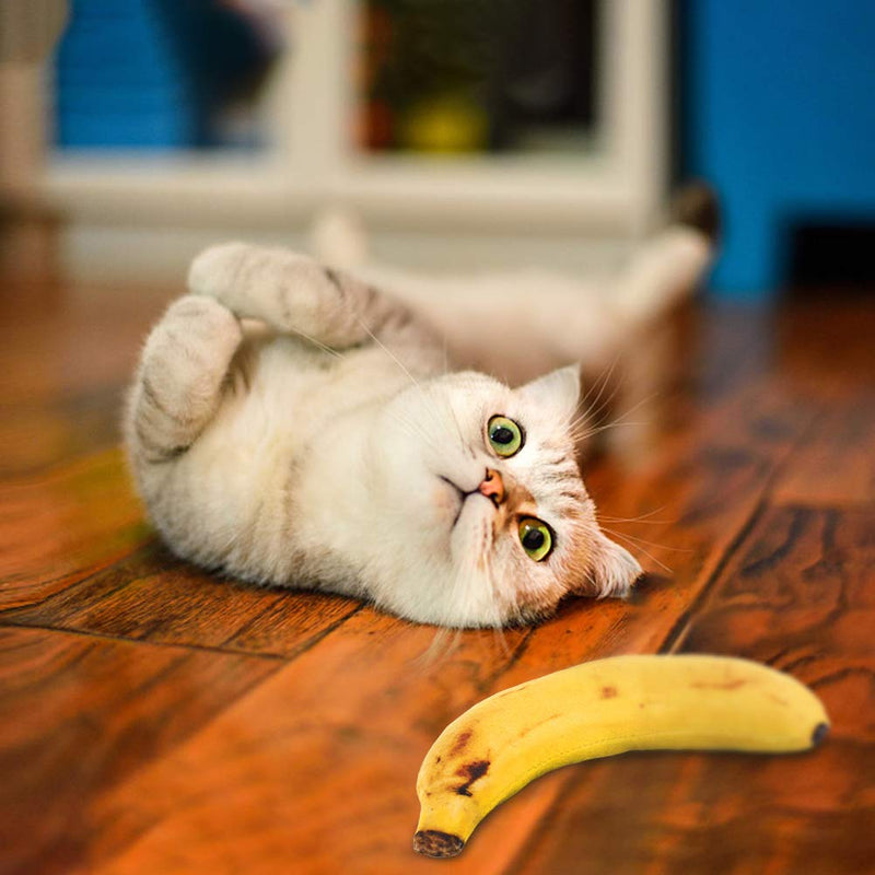 [Australia] - HEQUSigns 4 Pcs Catnip Cat Toys Banana Catnip Cat Toys Banana Interactive Simulation Toys for Cat Playing Teeth Grinding Chew Toys 