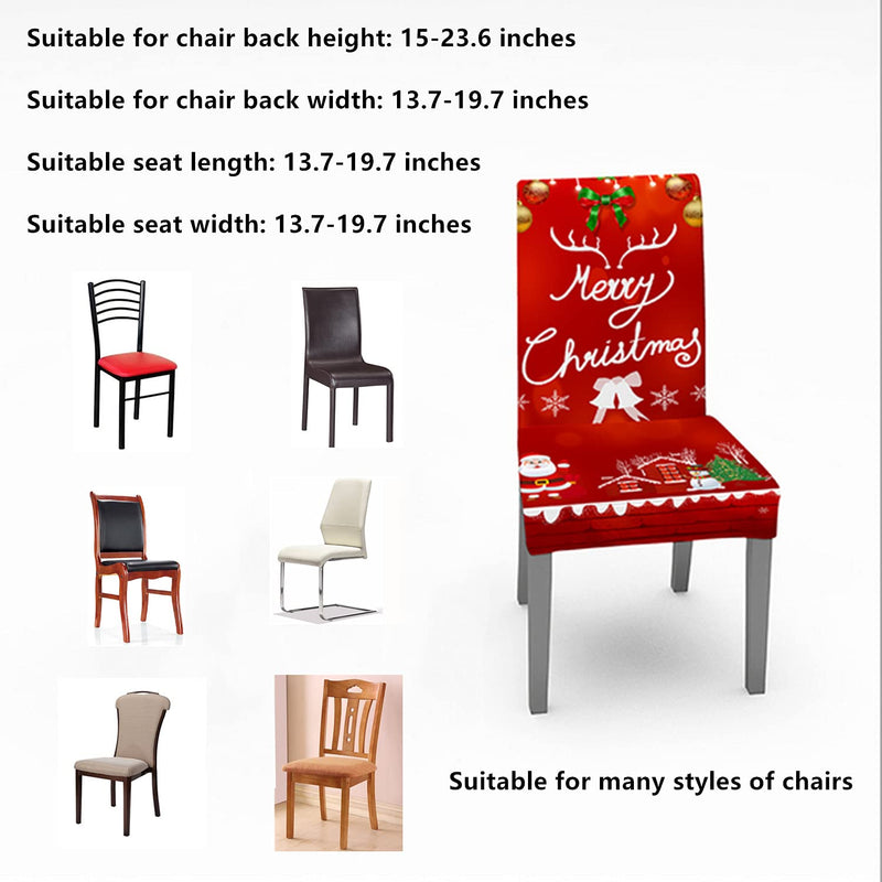 Christmas Restaurant Elastic Chair Cover Chair Protective Seat Cover, Suitable for Family, Restaurant, High Back Chair Cover, Christmas Theme Kitchen Decoration Restaurant Chair Cover（2PCS） - PawsPlanet Australia