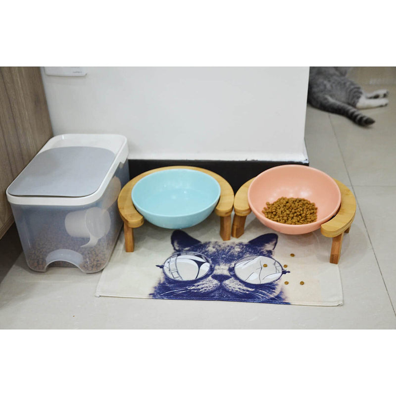 AzjioLi Cat Food-Mat Pet-Placemat for Food and Water - Waterproof Pet Feeding Mat and Non-Slip Pet Bowl Mat with Cute Cat Pattern AGlass - PawsPlanet Australia