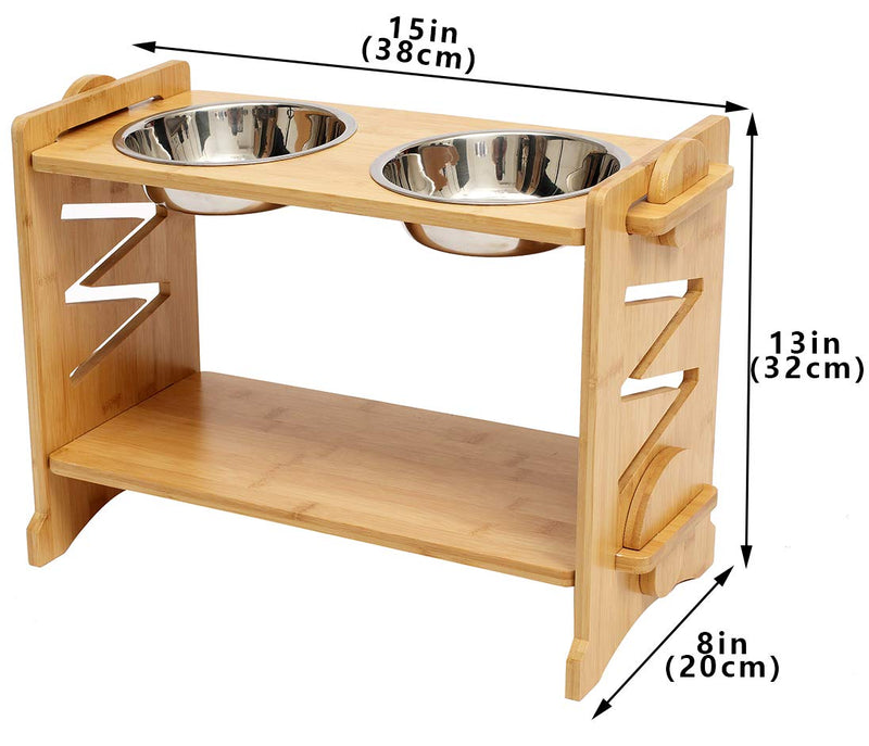 Geyecete Lifting pet bowl cat dining table Cat Bowls Raised Dog Cat Feeder Solid Stand with stainless steel, Bowl Pet Bowls for Cats and Puppy, Adjustable 4 height-Double Bowls Double Bowls - PawsPlanet Australia