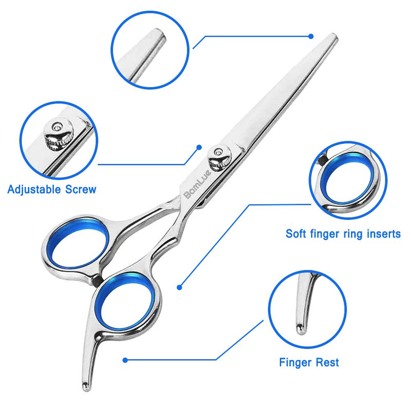 Bamlue Dog Grooming Scissors Stainless Steel Professional Anti-Rust Shears Set Pet Grooming Scissors Kit,Thinning Straight Comb for Long Short Hair for Dogs/Cats/Pet Blue - PawsPlanet Australia