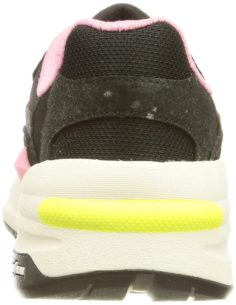 Skechers Women's Global Jogger Full Envy Sneaker 2 UK Black Suede Mesh Pink Trim - PawsPlanet Australia