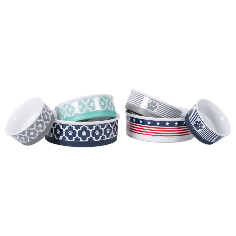 [Australia] - DII Bone Dry Patriotic Ceramic Pet Bowl for Food & Water with Non-Skid Silicone Rim for Dogs and Cats Large 