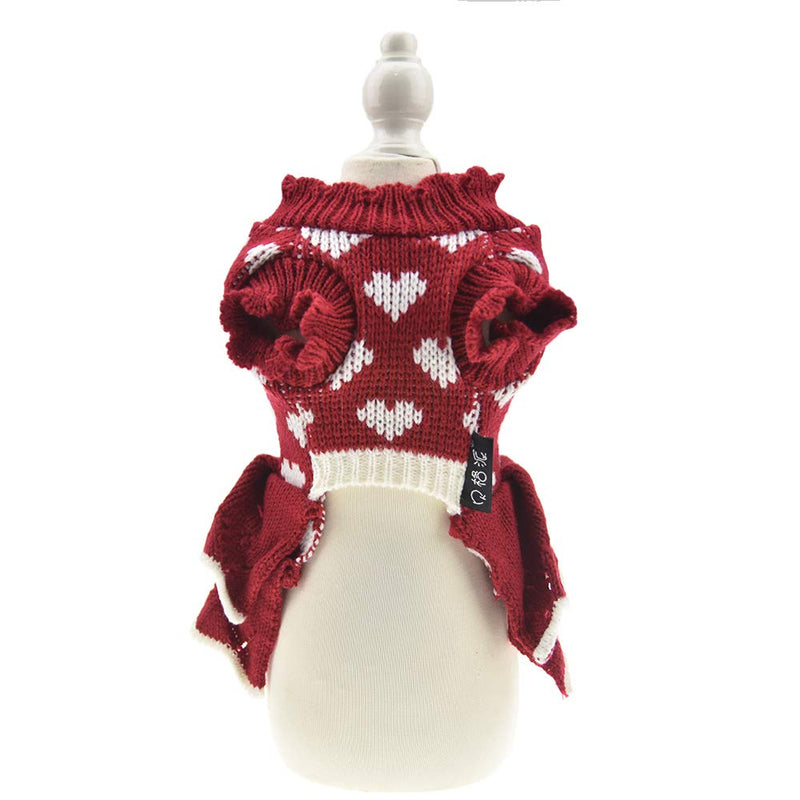 FLAdorepet Small Dog Sweaters Female Girl Red Winter Warm Dog Princess Dress Clothes Dachshund Chihuahua Corgi (XS, Red) XS - PawsPlanet Australia