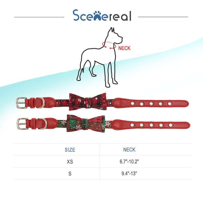 [Australia] - SCENEREAL Christmas Dog Collars Adjustable - Cute Bow Tie Xmas Gifts 2 Pack for Small Medium Dogs Cats S 