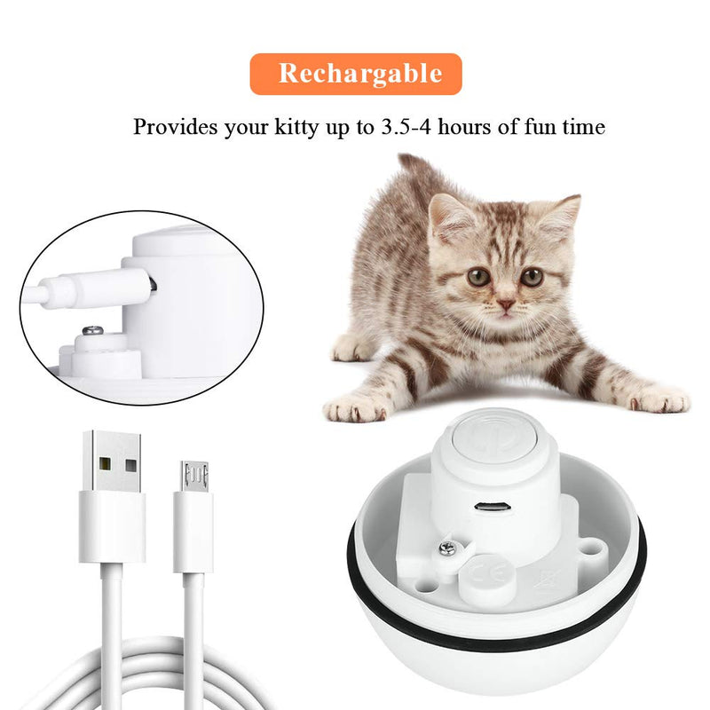 [Australia] - Pakoo Interactive Cat Toys Ball, Smart Automatic Rolling Kitten Toys, USB Rechargeable Motion Ball + Spinning Led Light with Timer Function, The Best Entertainment Exercise Gift for Your Kitty 