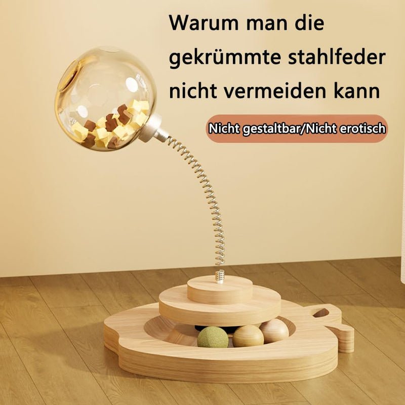 Interactive cat toy made of wood, interactive cat toy food, cat intelligence toy, cat wooden toy, wooden cat toy, intelligence cat toy, interactive food toy cat E - PawsPlanet Australia