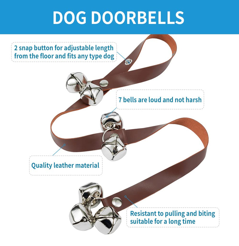 BORONG Leather Door Bells for Dogs Potty Doorbells for Dogs Training Dog Buttons for Communication Dog Training Bell (Brown) - PawsPlanet Australia