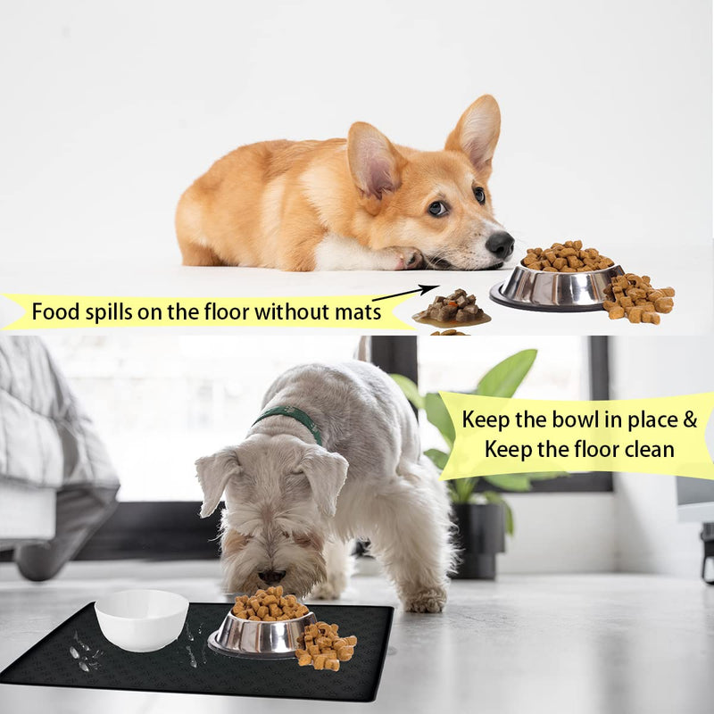 Ptlom Pet Placemat for Dog and Cat, Mat for Prevent Food and Water Overflow, Suitable for Small, Medium and Big Pet 18" * 12" Black - PawsPlanet Australia