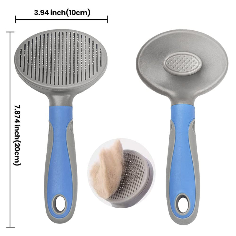 66% Self -Cleaning Brush for Dogs and Cats Pet Grooming Brush -Easy to Remove Loose Undercoat - Dog Brush & Cat Brush for Pets with Long or Short Hair (Blue Gray) - PawsPlanet Australia
