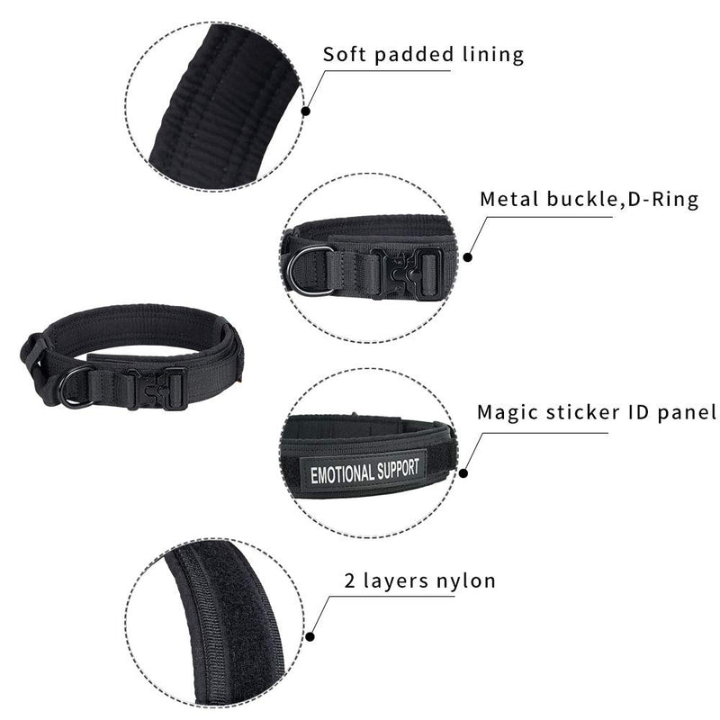 [Australia] - EXCELLENT ELITE SPANKER Tactical Dog Collar Nylon Adjustable K9 Collar Military Dog Collar Heavy Duty Metal Buckle with Handle L Size-Adjustable(17-20.5") Black 