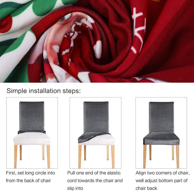 SearchI Christmas Dining Chair Covers Set of 4,Stretch Xmas Parsons Chair Slipcovers Seat Protector Washable Spandex Kitchen Chair Cover for Dining Room,Christmas Decoration,Holiday Party(Santa+Deer) Santa+deer 4pcs - PawsPlanet Australia