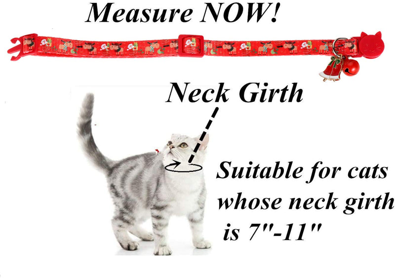 [Australia] - BoomBone 3 Pack Designer Cat Collar Christmas, Breakway Kitten Collar with Bell and Cute Pendants 