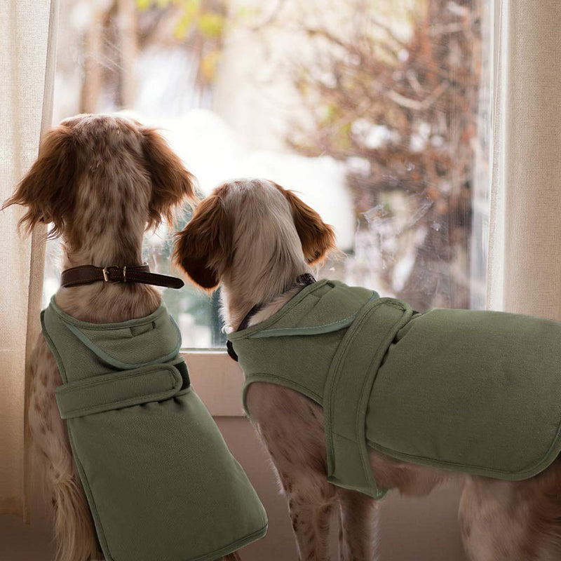 [Australia] - Kuoser Canvas Cold Weather Dog Coat for Winter, Reflective Dog Warm Fleece Jacket Water Repellent Windproof Dog Vest for Small Medium Large Dogs with Zipper Leash Hole XS-3XL XS(Chest:9.8-12.6",Back:8.7") Army Green 