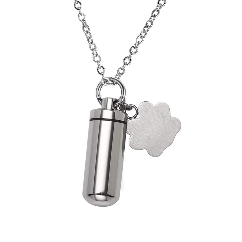 [Australia] - Stainless Steel Pet Urn Necklace for Ashes, Memorial Pet Paw Pendant Necklace, Cremains Ash Keepsake, Funeral Cremation Jewelry 