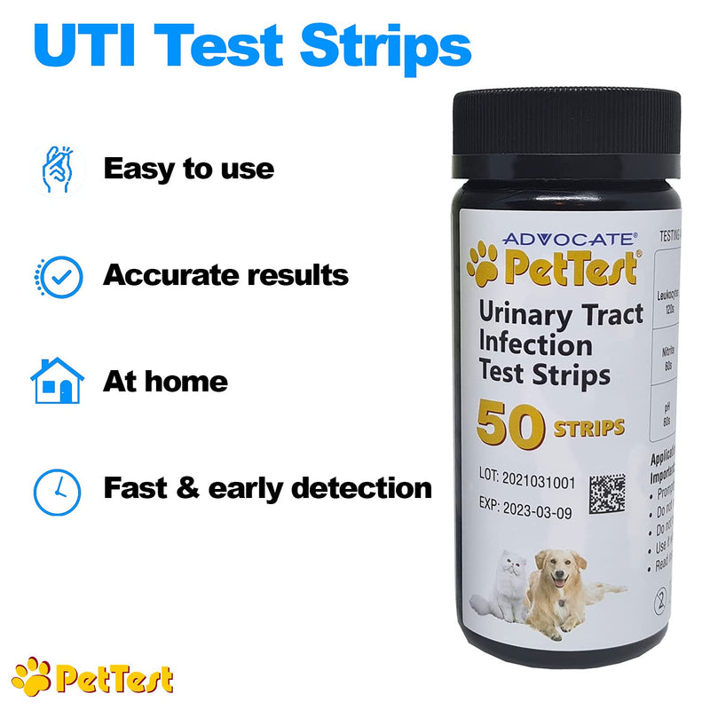 UTI Test Strips for Dogs & Cats detect a Urinary Tract Infection in Your Pet. Use PetTest Cat & Dog UTI Test Strips at Home for an Easy Urine Test. UTI Test for Cats & Dogs Help Manage pet Health. - PawsPlanet Australia