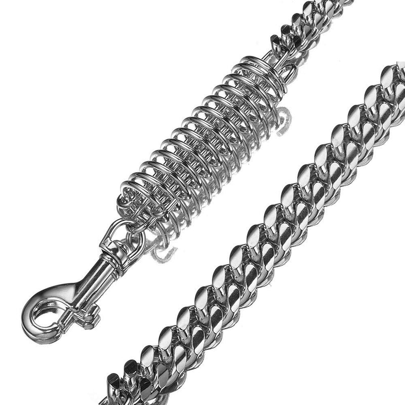 [Australia] - Aiyidi Dog Leashes Stainless Steel Strong Silver Dog Chain Leashes Labor-Saving, Safe, Wear-Resistant, Waterproof Dog Leashes 1FT, 2FT, 3 FT, Cuban Chain with Leather Handle 3ft (36inch) for Samll dog 