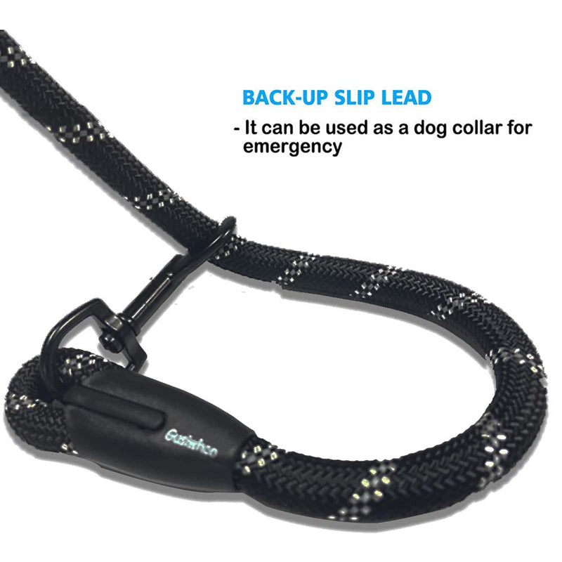 Gusiwhoo 5FT Reflective Dog Leash: Comfortable Padded Handle & Highly Reflective Threads Heavy Duty Rope Dog Leashes for Medium Large Dogs Black - PawsPlanet Australia