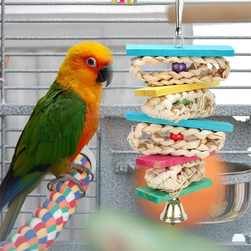 Wear-Resistant Bird Cage Toy, 2PCS Durable Straw Toy, Sepak Takraw Bright Colors Hanging Cage for Budgie Cockatiels,Natural Straw Braid Chew Toy - PawsPlanet Australia