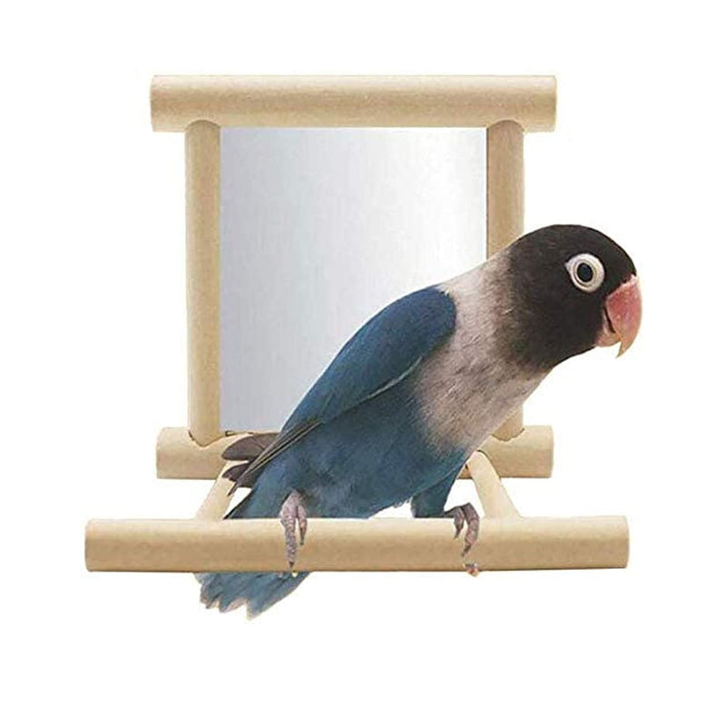 Bird Toy for Parrot Parakeets Conures Cockatiels Cage Swing Wooden Mirror Fun Play Toy for Birds - PawsPlanet Australia