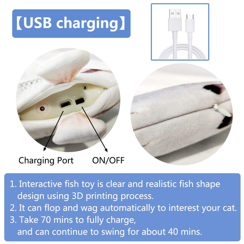 Catnip Fish Toys for Cats Interactive, 30cm Realistic Plush Electric Wagging Fish Toys, Simulation Funny Health Refillable Toy for Indoor Cat Pet Kitten, Perfect for Biting Chewing Kicking, Catfish Normal - PawsPlanet Australia