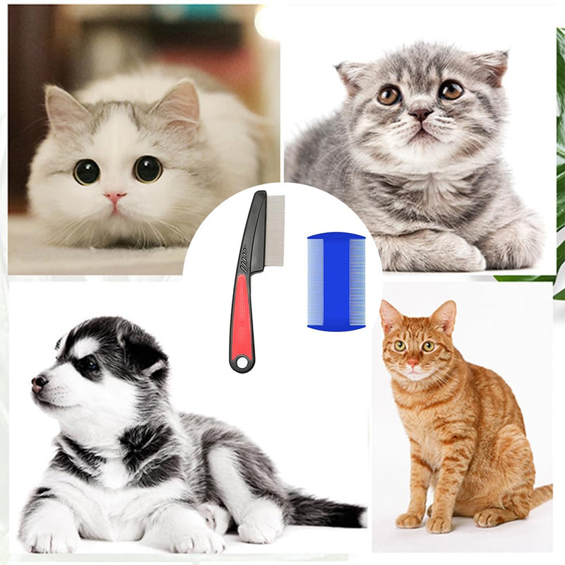 2 pieces flea comb, flea comb for cats and dogs, lice comb dust comb, lice comb dust comb for dogs cats, effective against fleas and lice, professional flea comb for dogs and cats - PawsPlanet Australia
