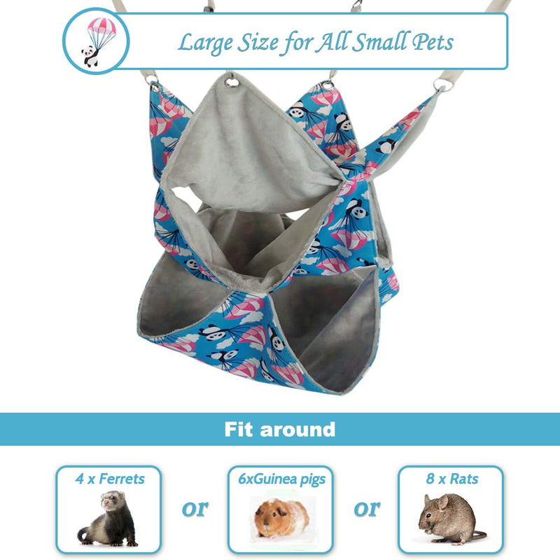 Pet Small Animal Hanging Hammock, HOMEYA Triple Layer Hammock Tunnel Bed Toy for Ferret Guinea-Pig Hamster Rat Chinchilla Parrot Squirrel Gerbil Dwarf Bird Sleep Nap Sack Hideout Cage Swinging Bedding Dark Blue - PawsPlanet Australia