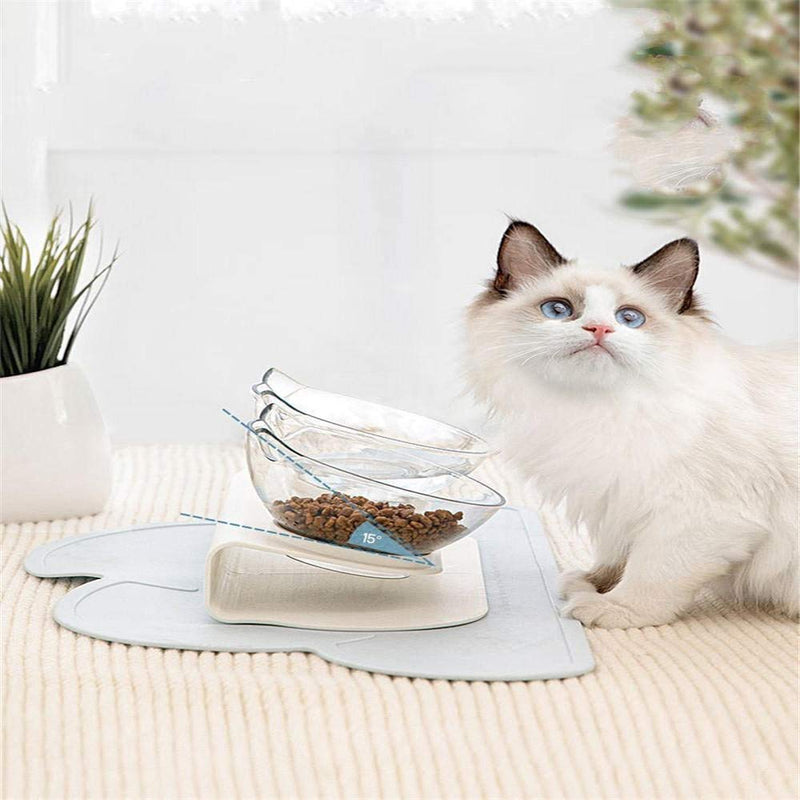 Linseray? Cat Bowl with Raised Stand, 15°Tilted Platform Cat Feeders Anti-Slip Transparent Cat Food and Water Bowl Detachable Pet Bowl for Cats and Small Dogs, Black - PawsPlanet Australia