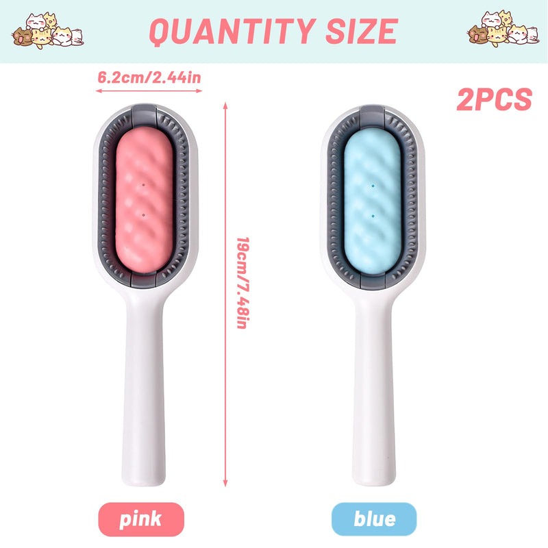 Pet Hair Removal Comb with Water Tank, ZoneYan 2 Pieces Multifunctional Pet Cleaning Hair Removal Comb, Pet Hair Cleaning Brush, Knot Remover for Cats and Dogs (Blue+Pink) Blue and Pink - PawsPlanet Australia
