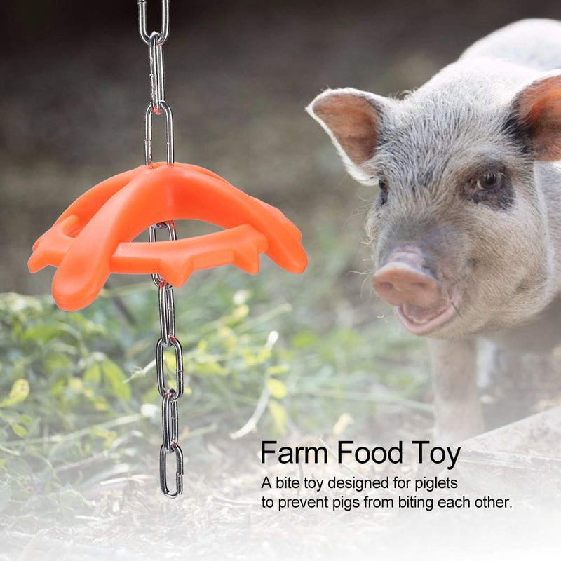 Weiyiroty With Long Metal Chain Plastic Bite Toy, High-Strength Veterinary Toy, Hollow Bite Plate Design for Pig Piglets - PawsPlanet Australia