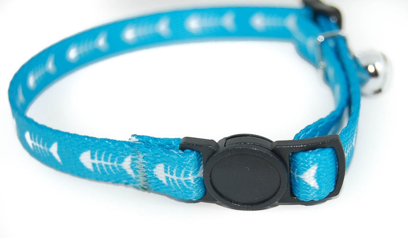 Pet Palace® "Fishy Feline ocean blue safety collar with bell plus FREE cute catnip toy! - PawsPlanet Australia