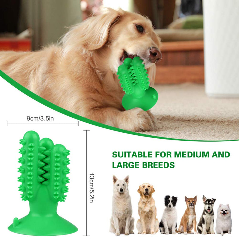 Dog Chew Toys Teeth Cleaning Toothbrush Toy with Suction Cup, Durable Puppy Teething Chew Toy Tough Pet Dental Oral Care Brushing Sticks Dogs Chewing Toys for Aggressive Chewers Small Medium Breed 13 cm Green - PawsPlanet Australia