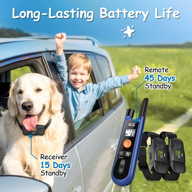 DOG CARE Dog Training Collar w/2 Receivers Rechargeable Collars with Remote for Dog, Dog Shock Collar with 3 Training Modes, Long Remote Range, for Large Medium Dogs(15-100lb) - PawsPlanet Australia
