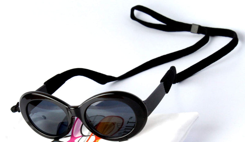 [Australia] - Style Vault G009 Dog Thick Bold Round Oval Sunglasses Medium to Large Dogs 20lbs&Over (Black, UV400) 