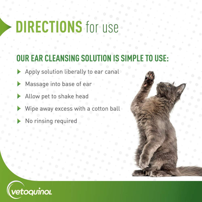 Vetoquinol Ear Cleansing Solution for Dogs and Cats 8 ounces - PawsPlanet Australia