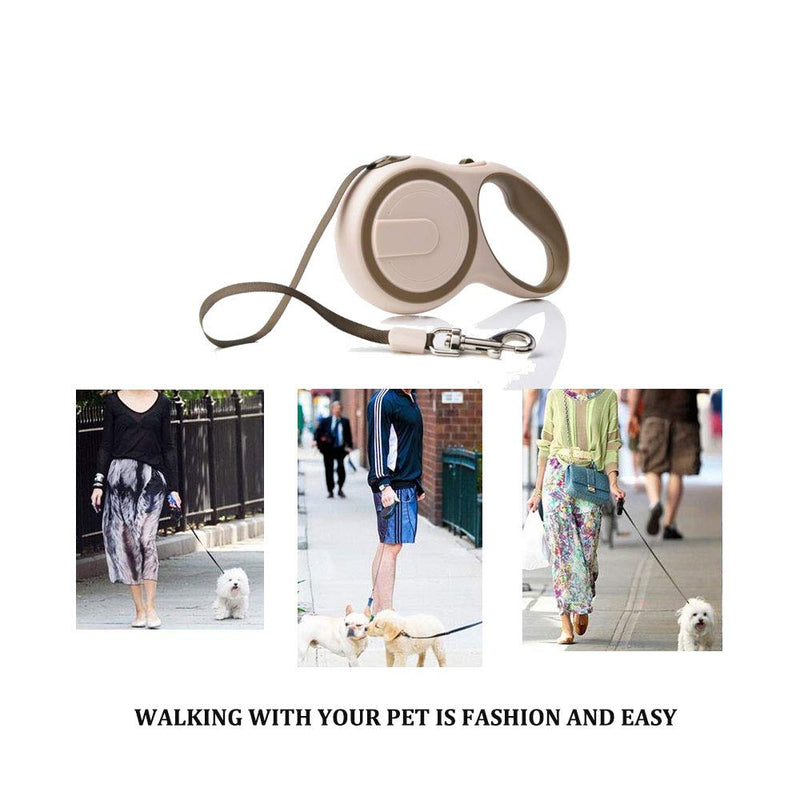 [Australia] - Petderland Retractable Dog Leash, 16ft Pet Walking Leash for Small to Medium Dogs or Cats up to 44 lbs, Tangle Free. One Button Brake & Lock, Khaki 