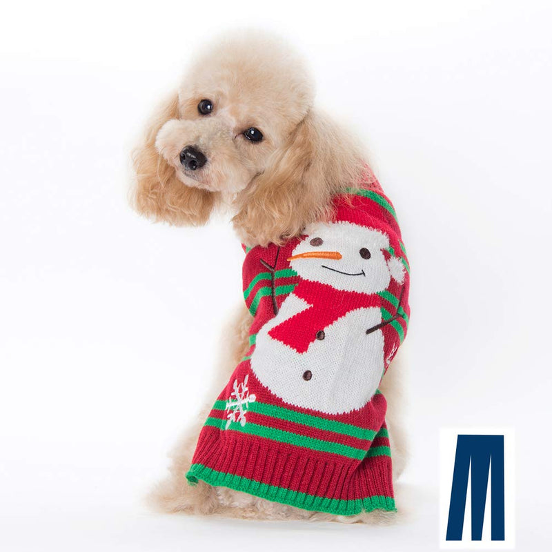 [Australia] - Mikayoo Dog Christmas Sweater, Pet Xmas Sweater, Cat Holiday Sweater, Bowknot Design Cold Weather Coat, Holiday Festive Sweater for Small Dogs or Cats M Snowman 